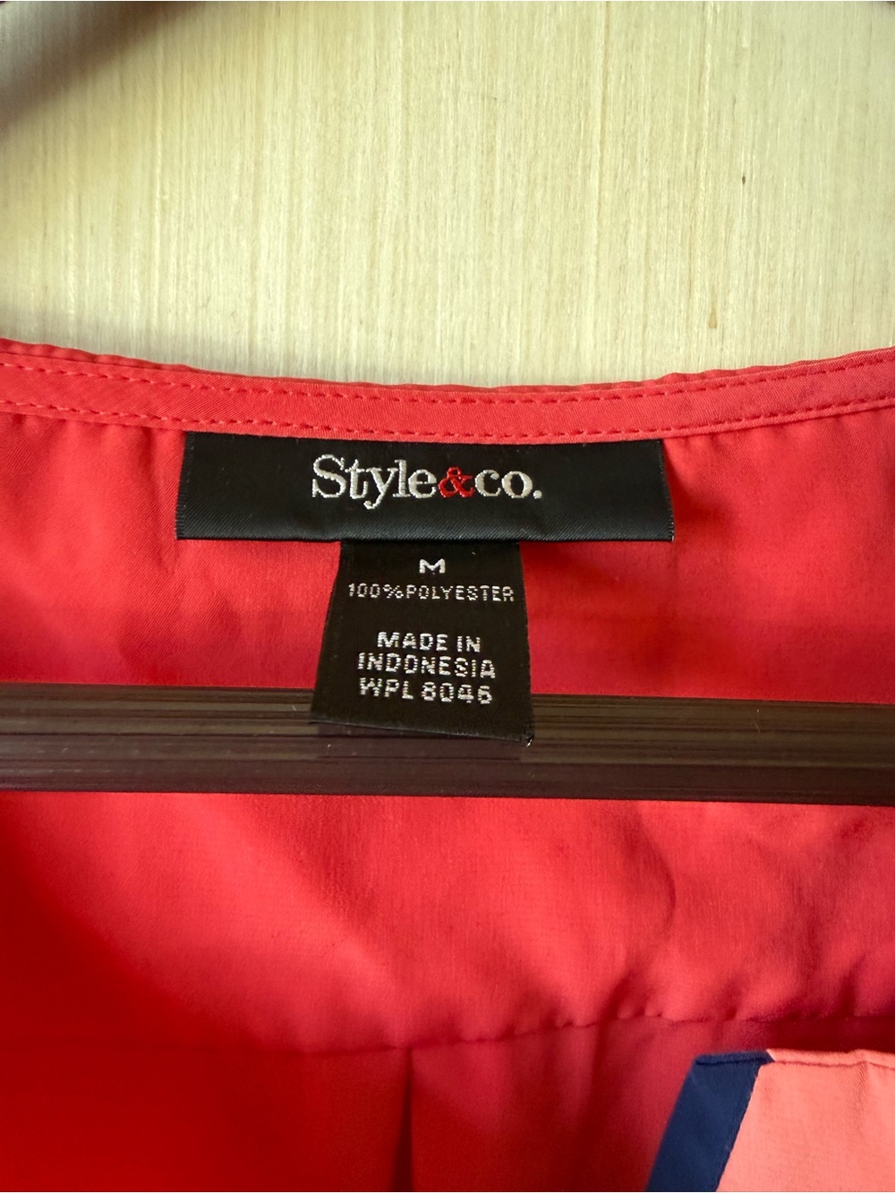 Style & Co. Women's Pink Split-Neck Long-Sleeve Blouse - Picture 4 of 5